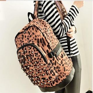 Womens Leopard rivet Backpack(Zipper Random)