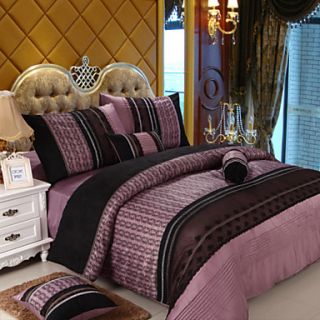 Duvet Cover Set,3 Piece Polyester Modern Lace Pure Luxury Purple Bedlinen