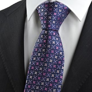 Tie Purple Navy Bohemian Floral Checked Novelty Unique Mens Tie Necktie Gift