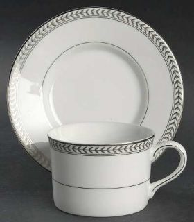 Ralph Lauren Claremont Platinum Flat Cup & Saucer Set, Fine China Dinnerware   L