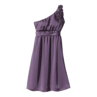 TEVOLIO Womens Plus Size Satin One Shoulder Rosette Dress   Plum Spice   16W