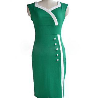 Yyys Casual Short Sleeve Ol Dress(Green)