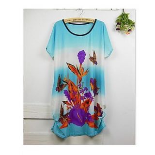 Womens Round Collar Five Butterfly with Short Sleeves Dress