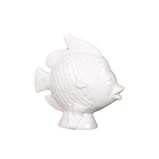 White Ceramic Fish (12 inches wide x 3.75 inches deep x 12.5 inches highFor decorative purposes only CeramicSize 12 inches wide x 3.75 inches deep x 12.5 inches highFor decorative purposes only)
