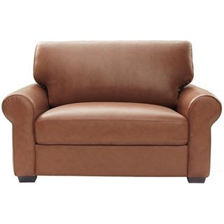 Leather Possibilities Roll Arm Chair and a Half, Sahara
