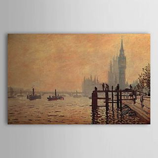 Hand painted Oil Painting The Thames below Westminster by Claude Monet with Stretched Frame