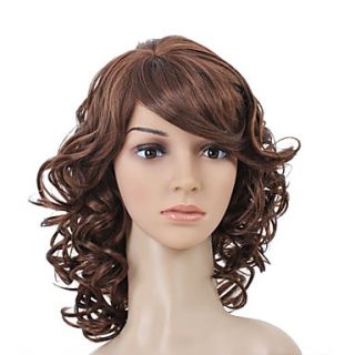Capless Medium Length High Quality Synthetic Light Brown Curly Hair Wig 0463 476
