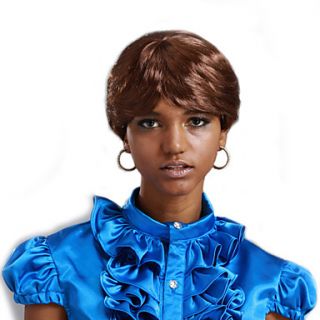 High Quality Synthetic Capless Short Wave Light Brown Side Bang Wigs