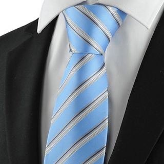 Tie New Striped Grey Blue Mens Tie Suits Necktie Party Wedding Holiday Gift