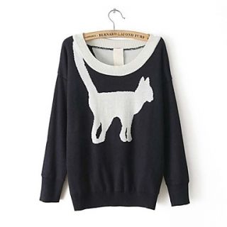Womens Long Sleeve Round Neck Animal Print Sweater