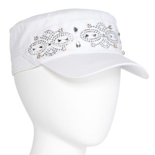 Scala Embroidered Cadet Cap, White, Womens