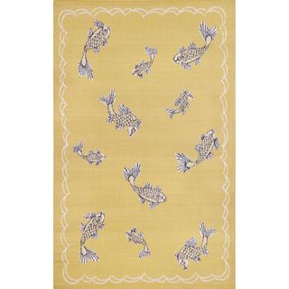 Lucky Fish Yellow Outdoor Rug (710 X 910)