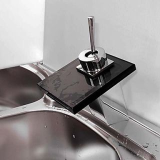 Bathroom Sink Faucet with Black Glass Spout