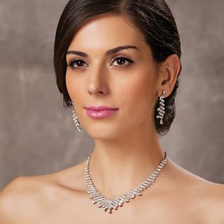 Beautiful Czech Rhinestones Alloy Plated Wedding Bridal Jewelry Set,Including Necklace And Earrings