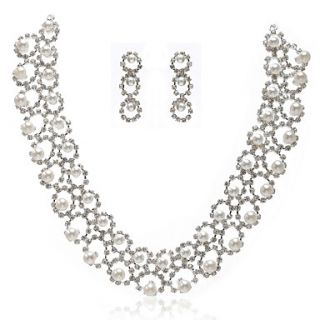 Gorgeous Alloy With Rhinestones/Imitation Pearls Wedding Bridal Necklace and Earrings Jewelry Set