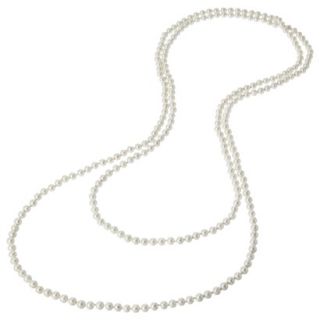 2 Row Simulated Pearl Necklace   White