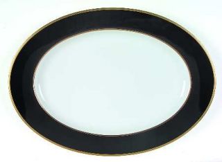 Mikasa Onyx 17 Oval Serving Platter, Fine China Dinnerware   Black Rim,White Ce
