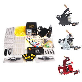Professional tattoo kits with 3 tattoo guns for both lining and shading