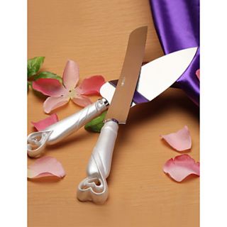 Interlocking Hearts Design Cake Knife/Server Set