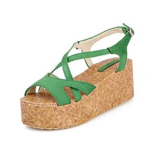 Suede Womens Wedge Heel Platform Sling Back Sandals With Buckle Shoes(More Colors)