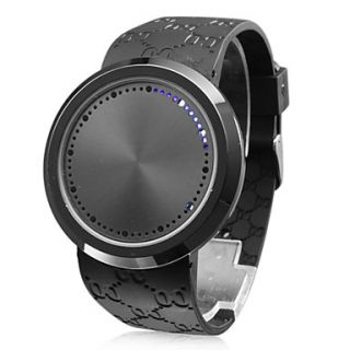 Unisex Touch Screen Blue LED Flashing Black Silicone Band Wrist Watch