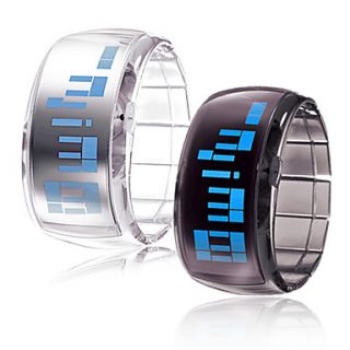Couples Futuristic Blue LED Digital Wrist Watches (Black White, 1 Pair)