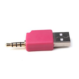 3.5mm To USB Converter Charger Adapter For Ipod Shuffle 2 (Pink)