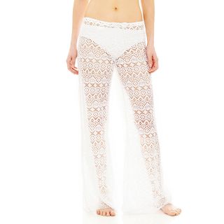 Bisou Bisou Crochet Knit Cover Up Pants, White