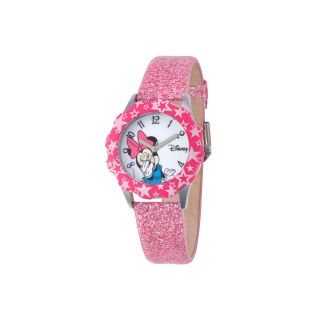 Disney Minnie Mouse Kids Pink Glitter Watch, Girls