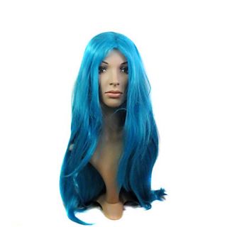 Capless High Quality Synthetic Long Blue Costume Party Wig