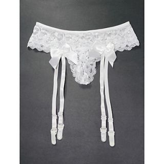 4 Straps Sexy Lace With Satin Ribbons Suspender Belts Thong Set Wedding Garters