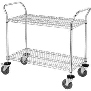 Quantum Wire Shelving Mobile Utility Cart   2 Shelves, 24 Inch W x 36 Inch L x