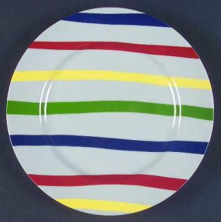 Taitu Linee Salad Plate, Fine China Dinnerware   Blue, Green, Red, Yellow Stripe