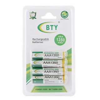 BTY 1350mAh AAA Ni MH Rechargeable Battery Set (4 pack)
