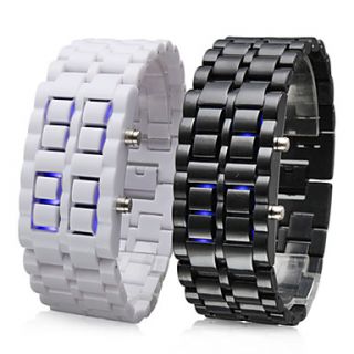 Couples Blue LED Lava Style Plastic Band Digital Wrist Watches (Black White, 1 Pair)