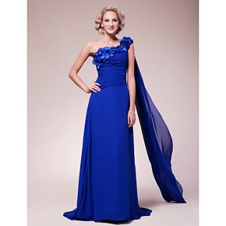 A line One Shoulder Sweep/Brush Train Chiffon Mother of the Bride Dress