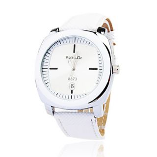 Fashionable Quartz Wrist Watch with White PU Band