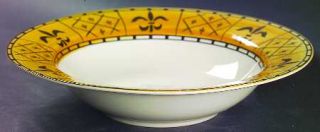 Sango Bastille Large Rim Soup Bowl, Fine China Dinnerware   Black Geometric&Fleu