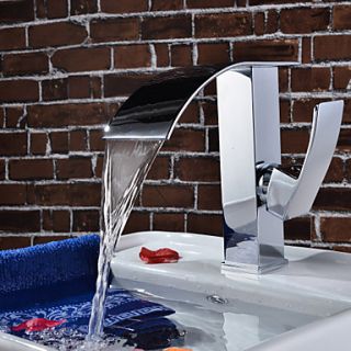 Contemporary Waterfall Bathroom Sink Faucet(Chrome Finish)