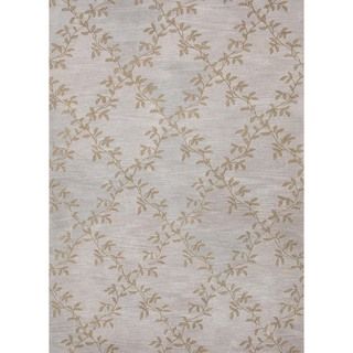 Transitional Floral Blue Wool Tufted Rug (96 X 136)
