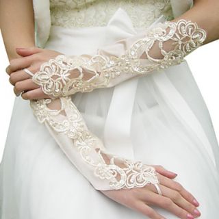 Satin Sequined And Beaded Bridal Gloves (More Colors)
