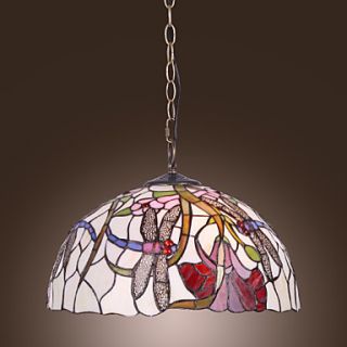 Tiffany Pendant Light with 2 Light in Dragonfly Floral Patterned Shade