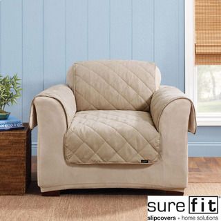Sure Fit Reversible Soft Suede/sherpa Taupe Chair Cover
