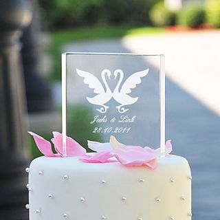 Personalized Square Crystal Wedding Cake Topper (More Designs)