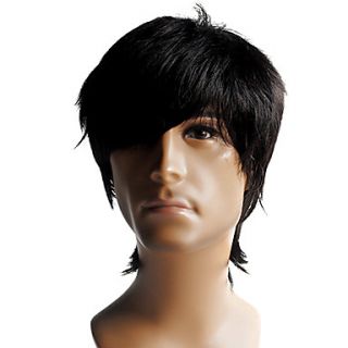 Capless High Quality Synthetic Short Straight Mens Wig