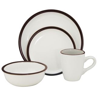 Lorren Home Trends Two tone Ivory/ Brown 16 piece Stoneware Set