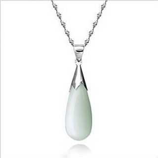 Opal Drop Pendant Necklace In Sterling Silver