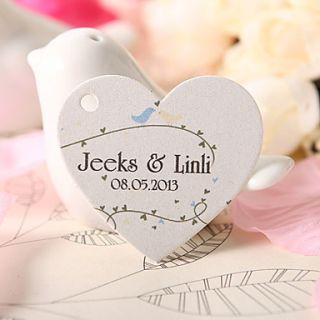 Personalized Heart Shaped Favor Tag   Little Birds (Set of 60)