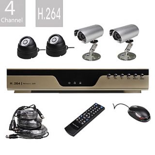 Ultra Low Price 4 Chanel H.264 CCTV DVR Kit with 4 Night Vision CMOS Cameras