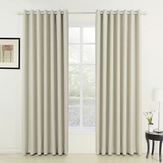 (One Pair) Classic Embossed Ivory Solid Room Darkening Curtain